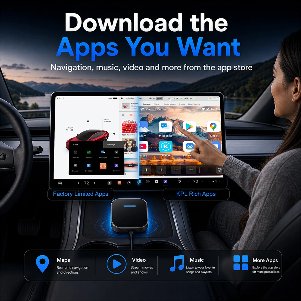 OEM Screen Upgrade Decoder Box For Tesla Model 3 Y X S Wireless CarPlay Adapter Dual Wifi/Bluetooth Smart Multimedia