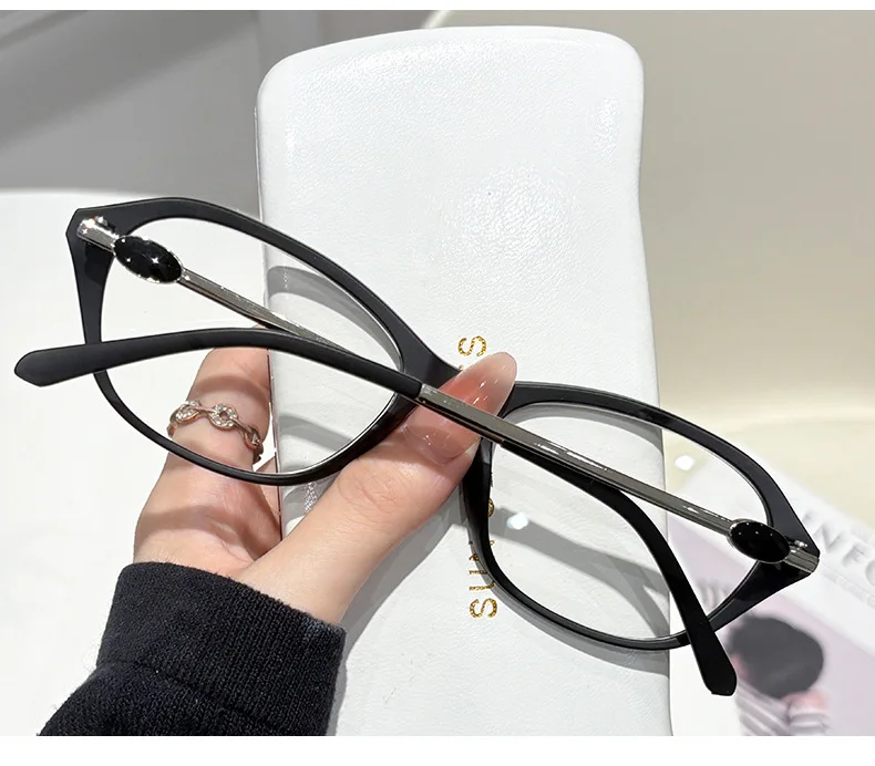 Ovale Myopie-Brille, langlebig, Anti-Blaulicht, mit Metallrahmen, fertige Myopie-Brille, geeignet für verschiedene Gesichtsformen – Detail 7