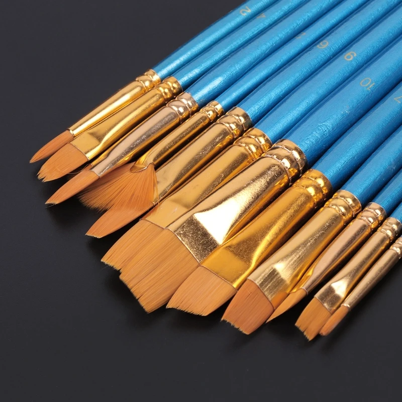 

14Pcs Acrylic Artist Paint Brush Oil Watercolor Painting Nylon Hair Palettes Set