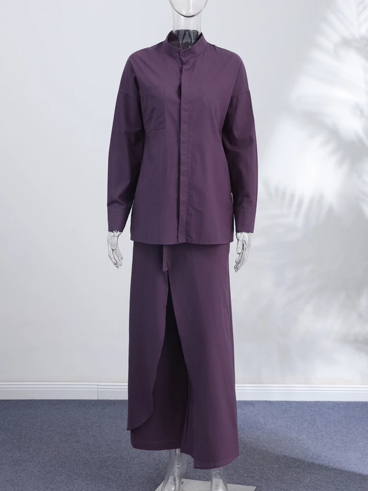 Spitzenrock, Hemd, weit geschnittene Hose, 3-teiliger Anzug für Damen, elegante Bluse mit Reverskragen, langen Ärmeln und Einreiher, Old-Money-Outfit – Detail 8