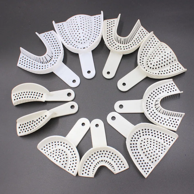 10Pcs/set Dental Impression Plastic Trays Without Mesh Tray Dental Care Teeth Holder Dental Materials Supply For Oral Tools