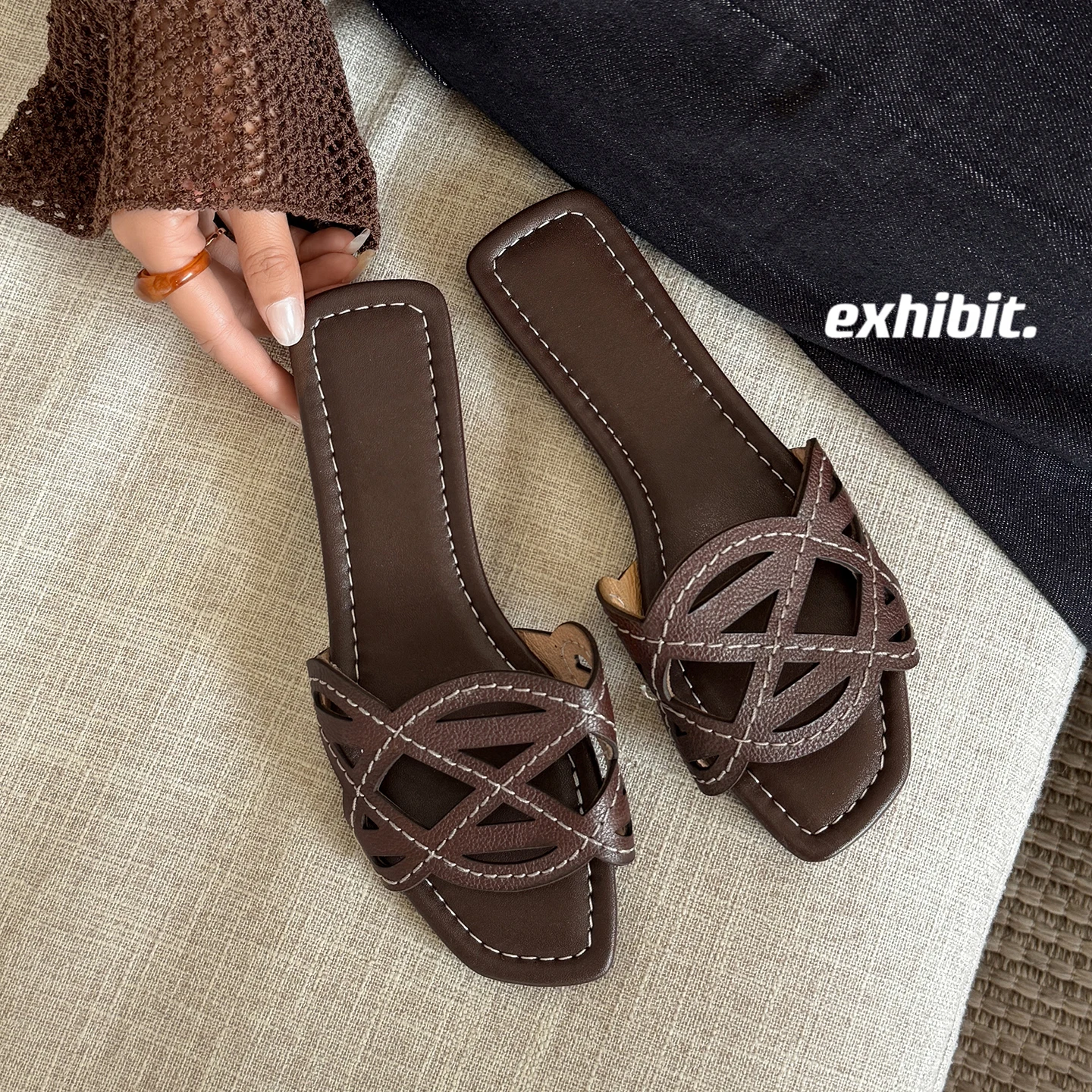 2026 new summer women sandals natural leather plus size 22-24.5cm cowhide+pigskin+microfiber hollow mules women slippers fashion