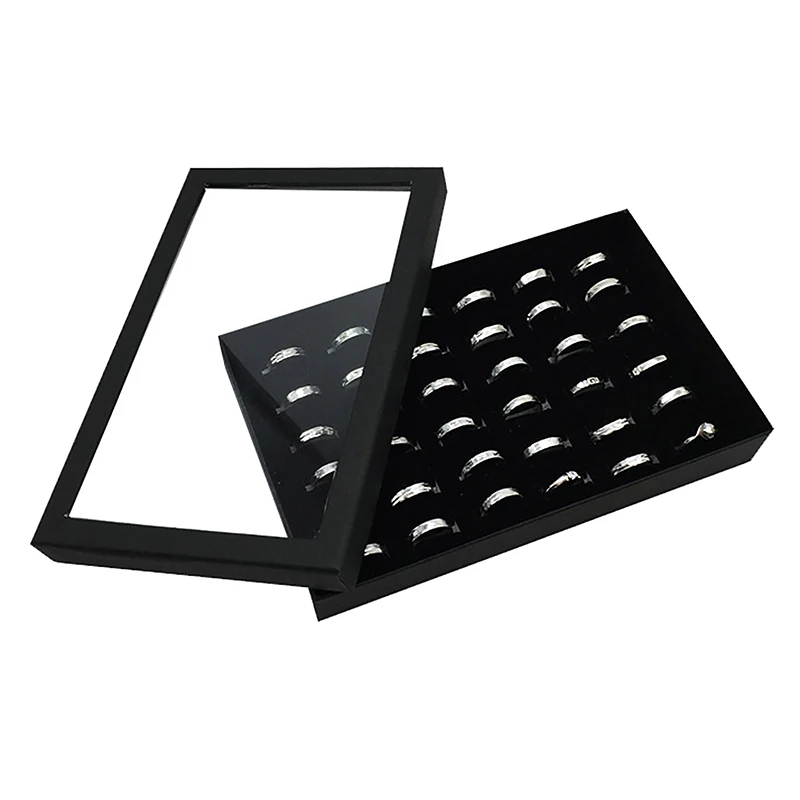 Caja de exhibición de anillo de joyería con 36 ranuras, bandeja organizadora para joyería, pendientes, baratija, estuche de exhibición, organizador