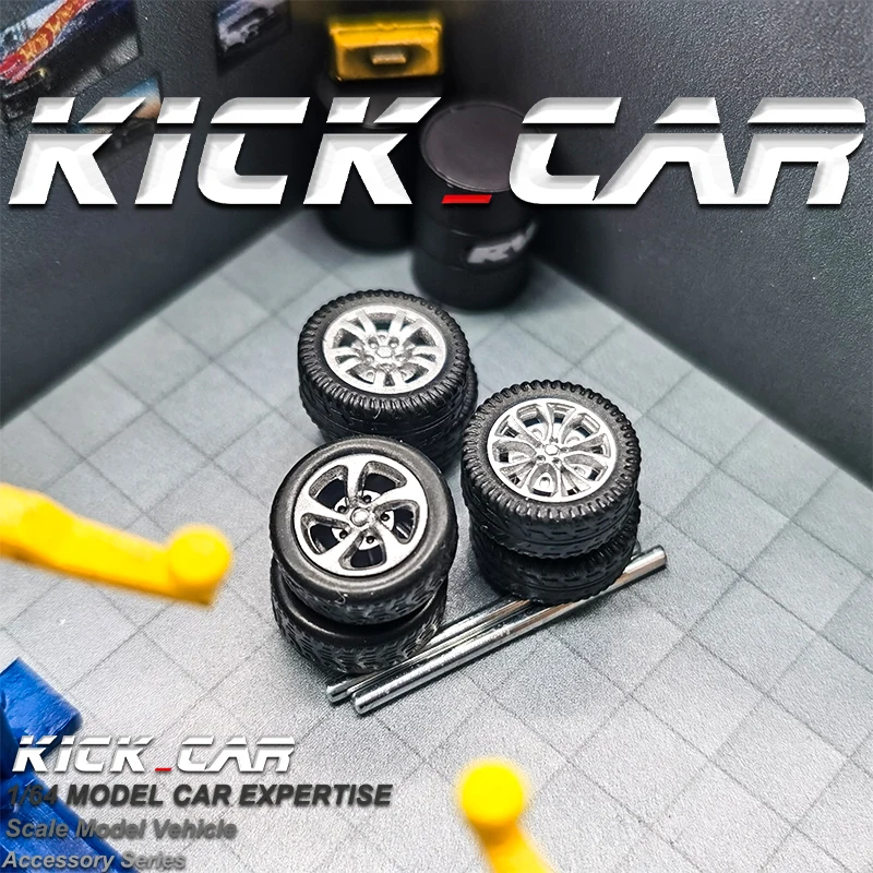 1:64  100 Sets Of Wheels For 100 Model Cars with Rubber Tire Basic  Modified Parts Racing Vehicle Toys Tomica MiniGT