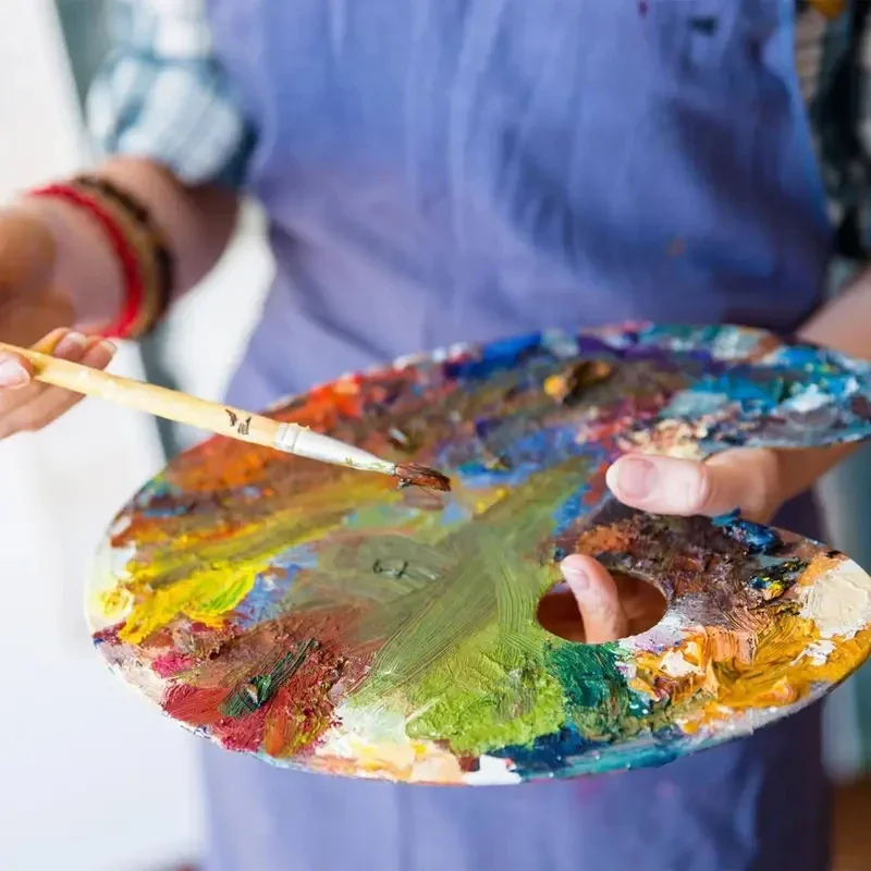 

2026New Artist painting palette-oval oil painting palette non porous surface made of recycled wood - stable oval design suitable