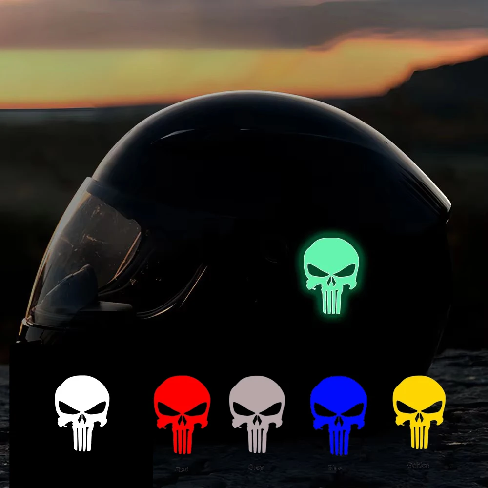 Skull Head Motorcycle Glow Stickers Waterproof Moto Helmet Decoration Motorbike Fuel Tank Side Fairings Decal Accessories