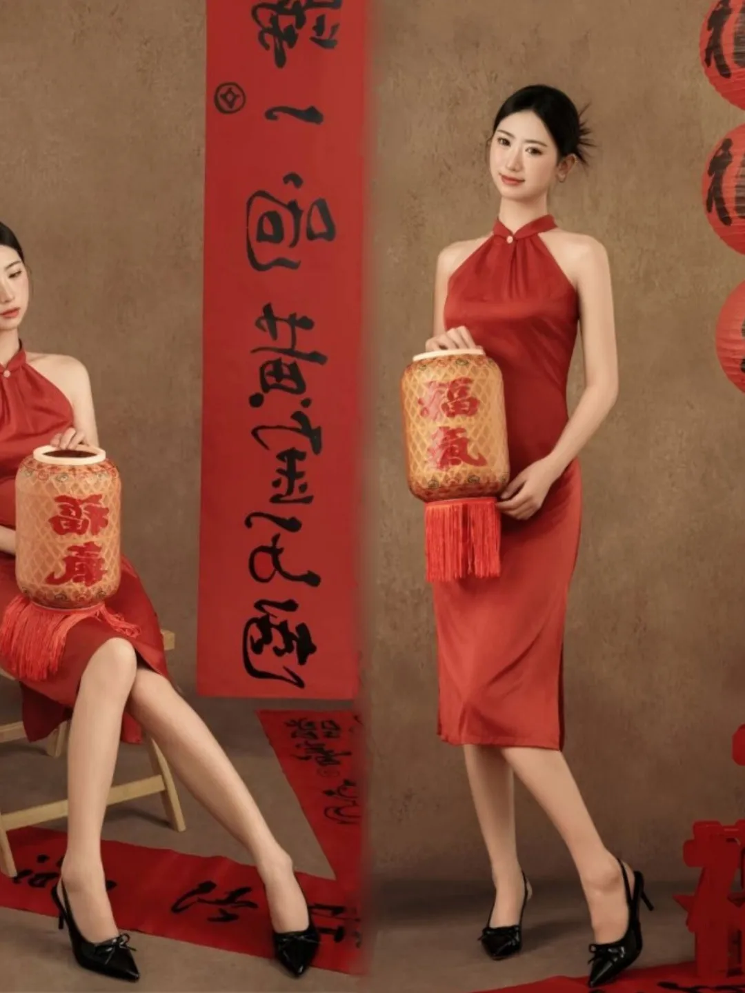 

New Year Celebration Theme Retro Improved Art Photo Clothing Studio New Model Personal Portrait Photography Wardrobe