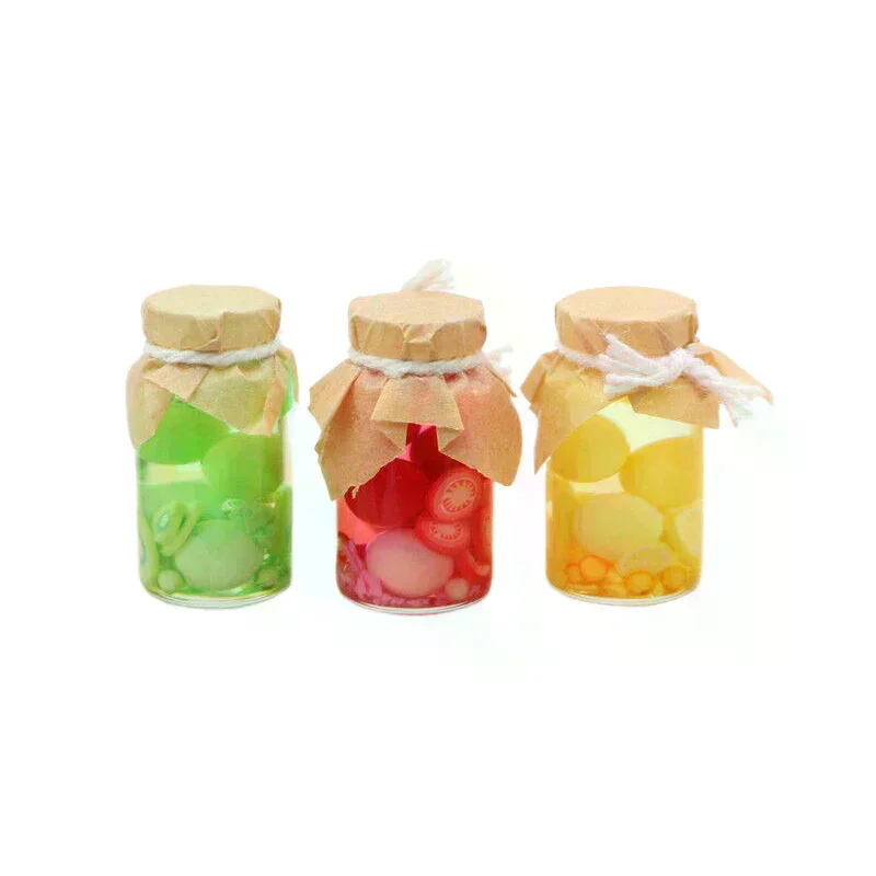 Simulation Miniature Miniature Food Play Model Dollhouse Colorful Assorted Fruit Glass Cans