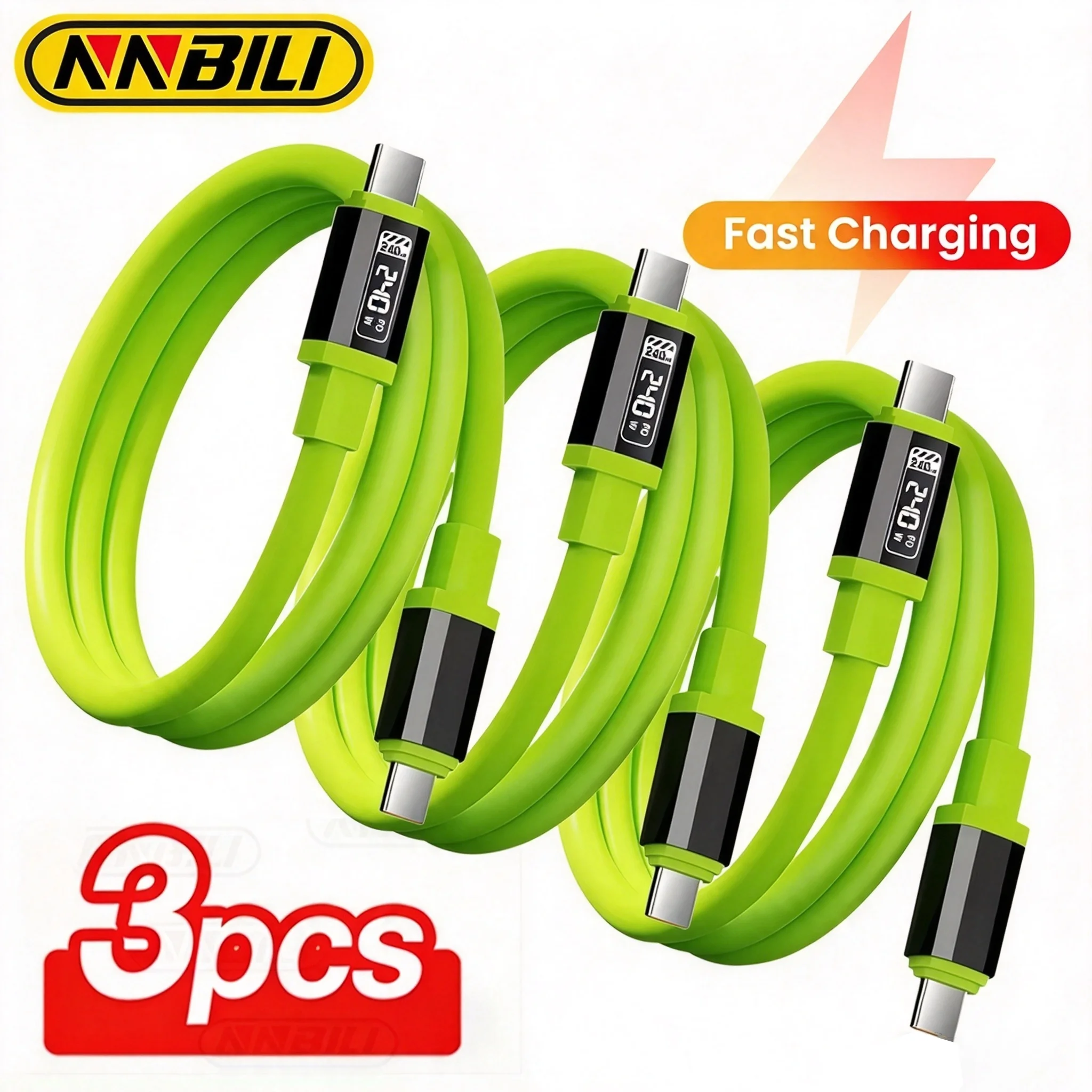 NNBILI 1/3 Stück USB-C-auf-Typ-C-Kabel, Schnellladekabel für iPhone 18, 17, 16 und Huawei, Typ-C-Schnellladekabel.