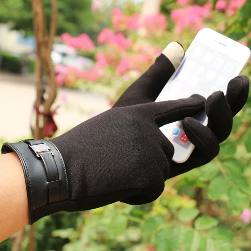 Autumn Winter Men Thickened Touchscreen Gloves Fleece Lined Warm Thermal Non Slip Driving Riding Cashmere Windproof Coldproof