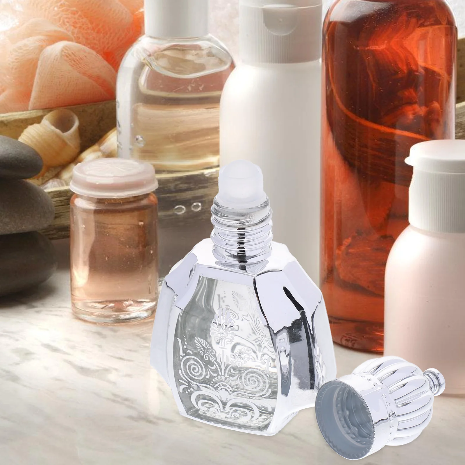 

2Pcs Roll on Bottles Portable Perfume Essential Oil Empty Leakproof Travel Roller Bottles Multi-Function Aroma Accessory