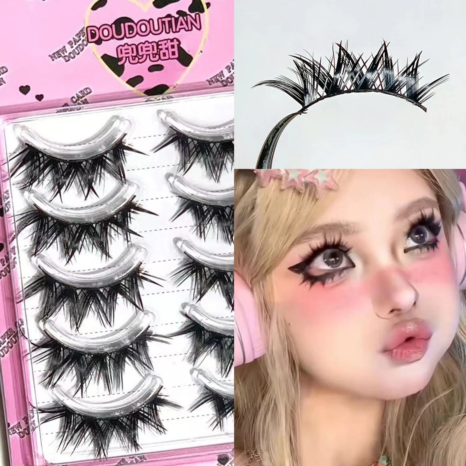 5Pairs Wispy Fake Eyelashes for Female Makeup Soft Simulation Eyelashes for Beauty Blogger Makeup Supplies