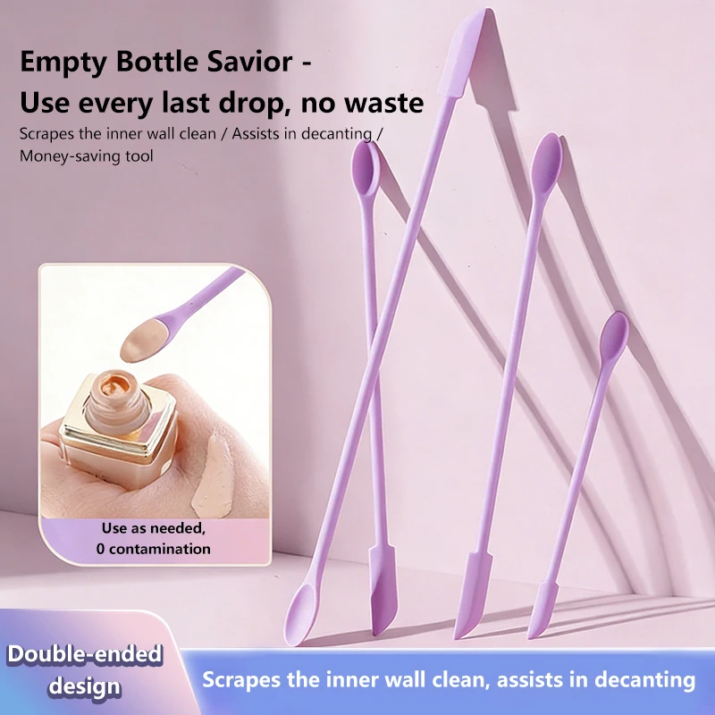3Pcs Silicone Empty Bottle Creative Mini Scraper With Black Scraper Foundation Scraper Tiny Lotion Jar Scraper Get Last of Makup