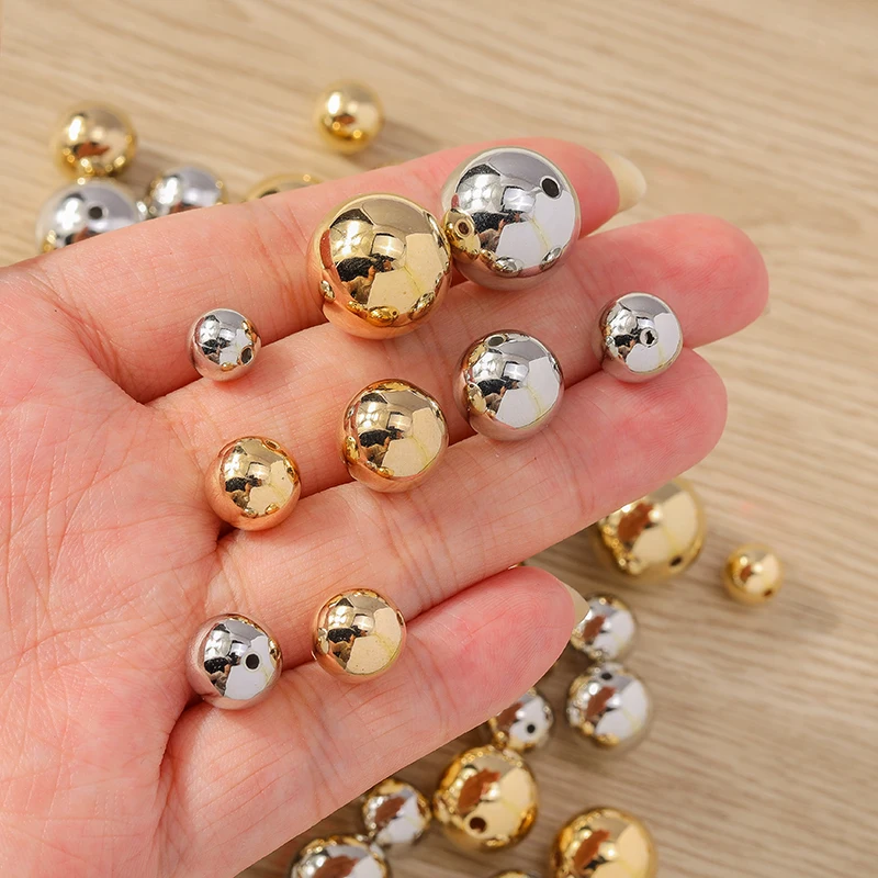 10–50 Stück 8–16 mm große CCB Gold Silber Farbe lose Spacer Charms Perlen für Schmuckherstellung DIY Armbänder Halsketten Bastelbedarf – Detail 2