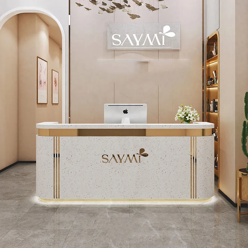 Luxury Mobile Reception Desk Clinic Standing Display Shopping Commercial Reception Desk Premium Meuble Caisse Shop Furniture HDH