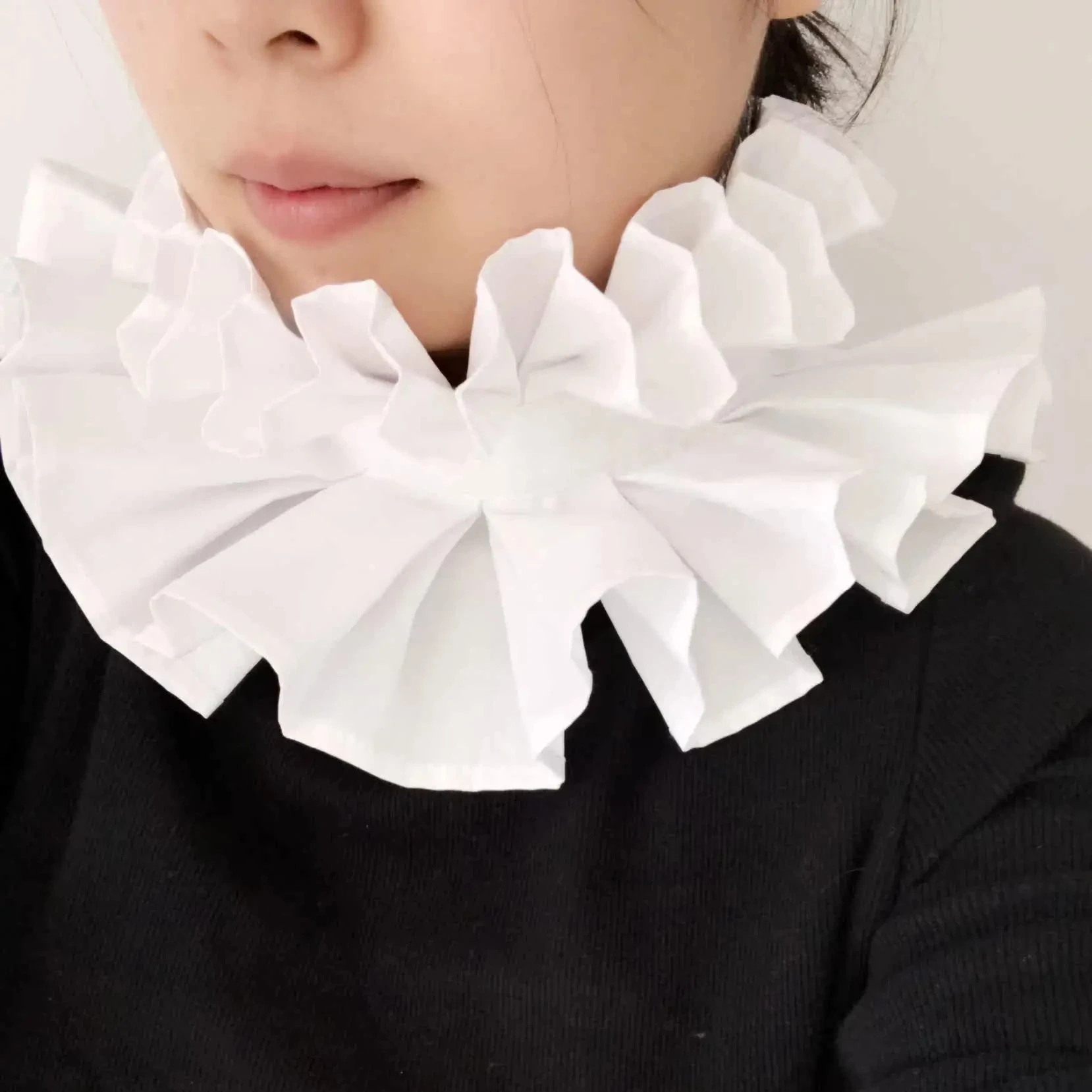 Pure Cotton Photo Props Handmade Classic Restoration White Ruff Collar Fake Collars