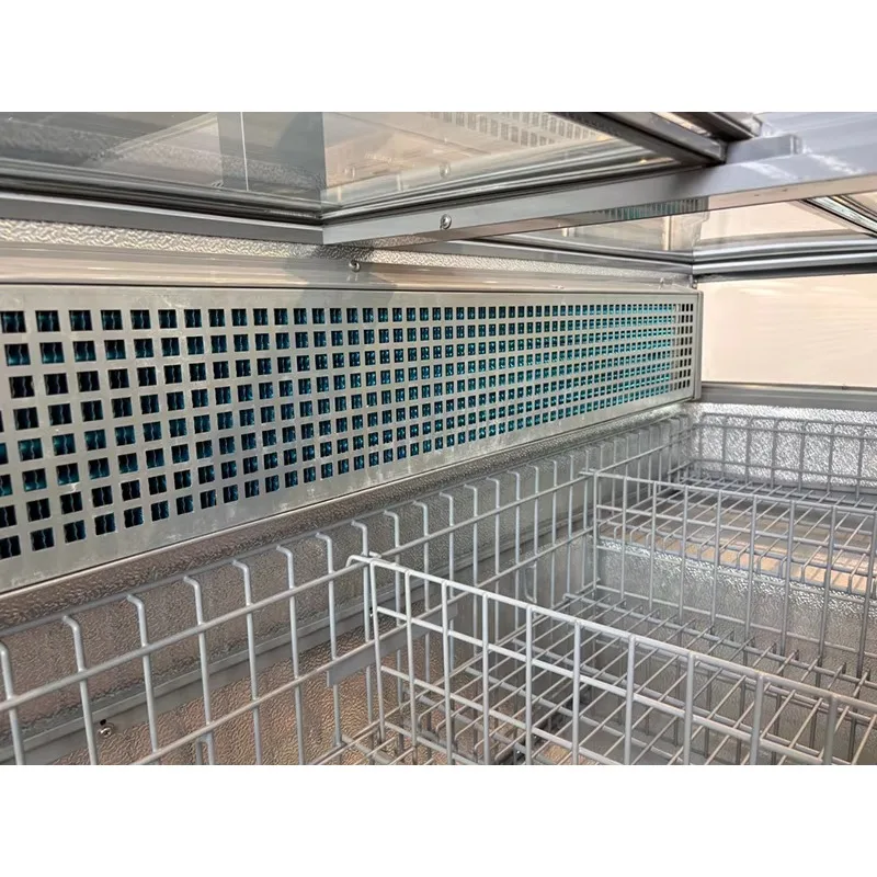 Commercial Grade Chest Freezer 2 Sliding Glass Doors Direct Cooling LED Lighting Digital Control Automatic Defrost Display Unit