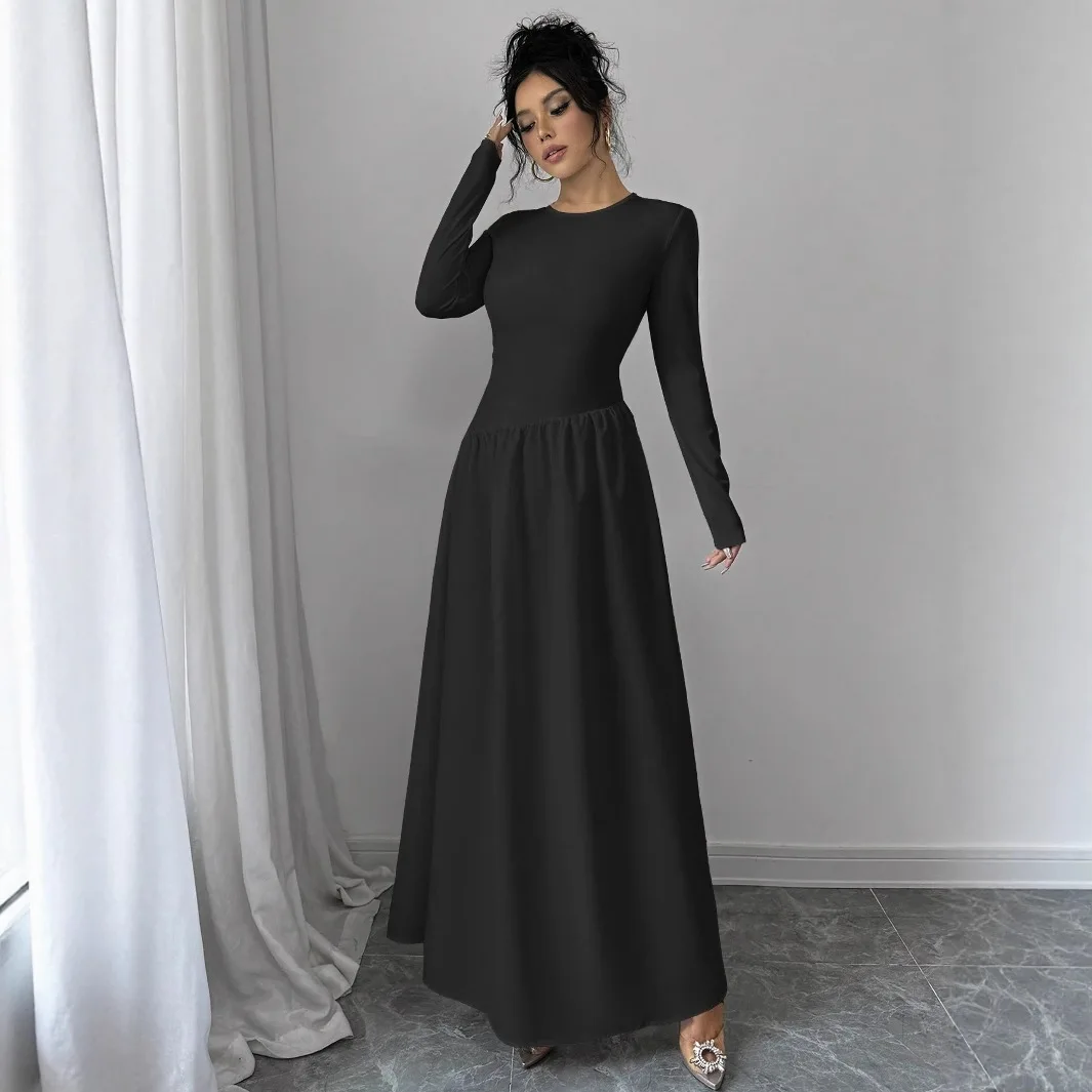 Long Dress Women Dresses Round Neck Full Sleeve Evening Tight Waist Y2k Streetwear Work Elegant A Line Vestidos 2026 Autumn