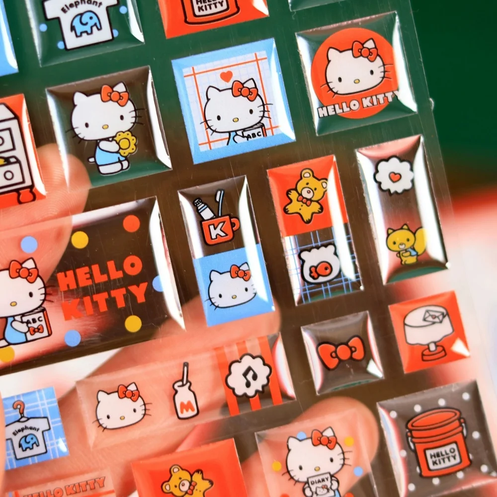 Genuino Sanrio 3D adesivi in gel di resina Cartoon Hello Kitty giocattoli decalcomanie studenti pianificatori tazza d'acqua decorazione del telefono adesivo regali per ragazze