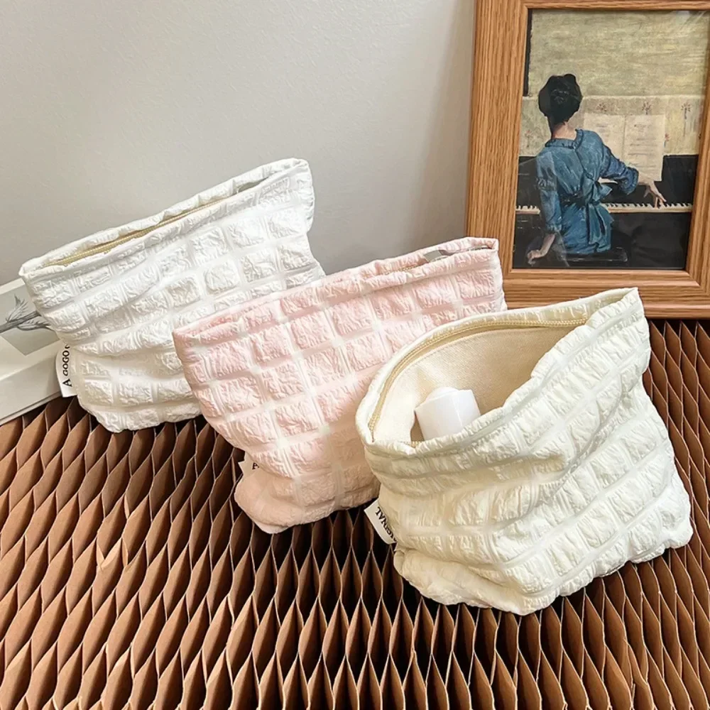 

Women's Soft Makeup Organizer, Zipper Cosmetic Pouch for Travel, Toiletry Storage Bag, Girls' Necesserie Business Bag