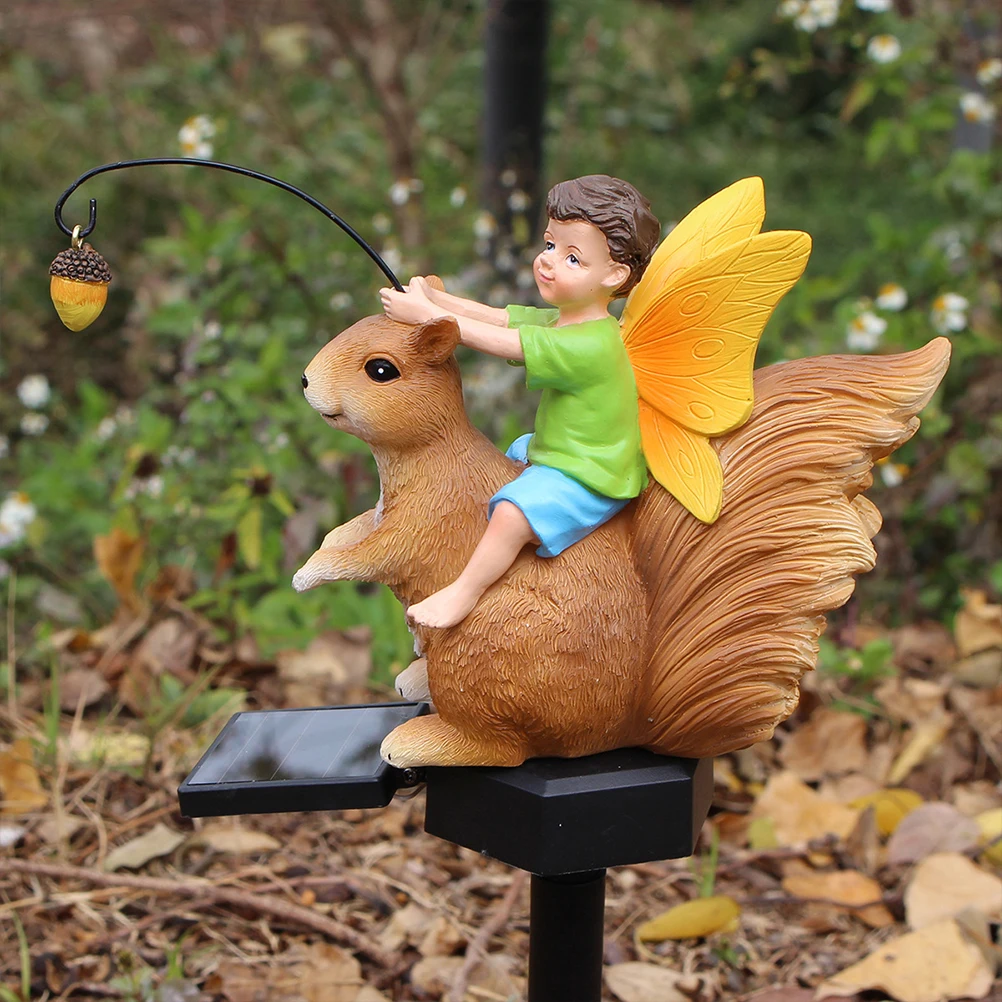 

Solar Squirrel Boy Decorative Stake Light Resin Garden Lawn Night Lamp Solar Powered Waterproof Automatic Outdoor Lighting