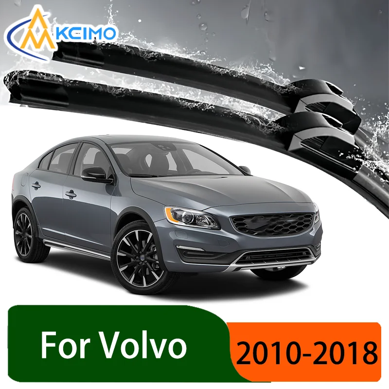 

Silent Black Front Wiper Blades Set for Volvo S60 V60 2010-2018 2011 2012 Auto Windscreen Windshield Window Wiper Accessories