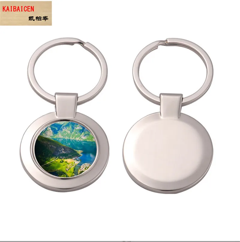 

200SETS sublimation blank metal keychains round heart shape key ring hot transfer printing blanks consumable supplies pendant