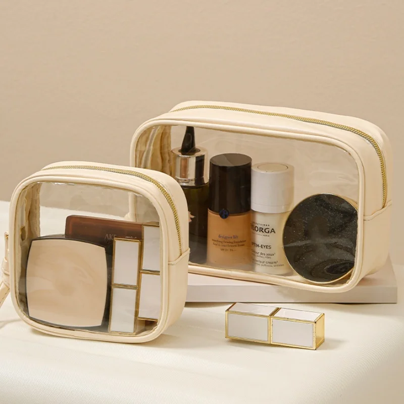 Portable Makeup Bag Large Capacity Make Up Brushes Lipstick Powder Travel Cosmetics Storage Toiletry Bag Waterproof Transparent