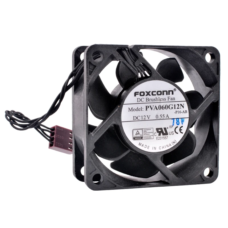 PVA060G12N 6cm 60mm 60x60x25mm 6025 DC12V 0.55A 4 lines server chassis CPU high air volume cooling fan