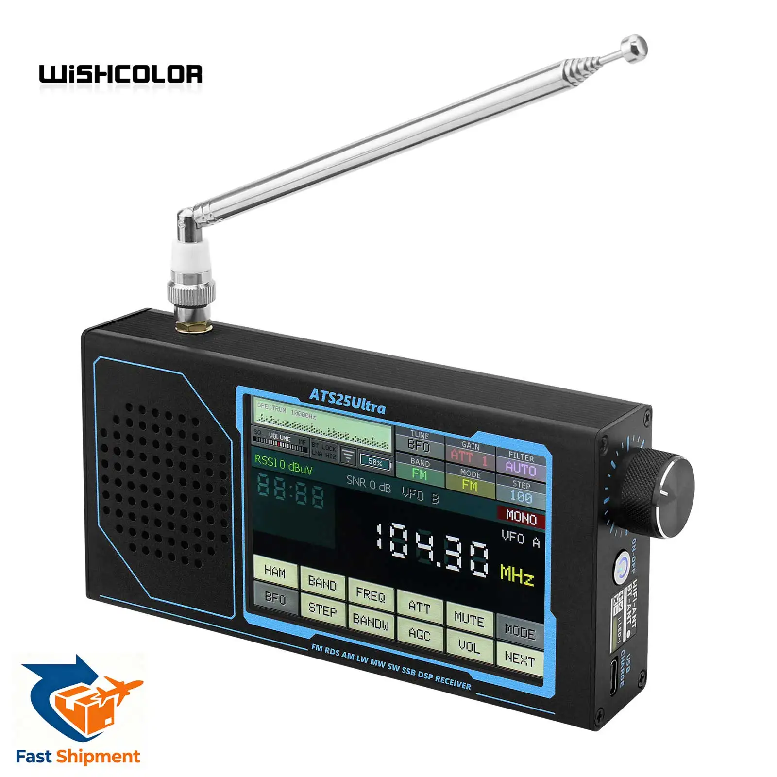 Wishcolor ATS25 ULTRA FM SW SSB MW LW AIR SDR Receiver Aviation