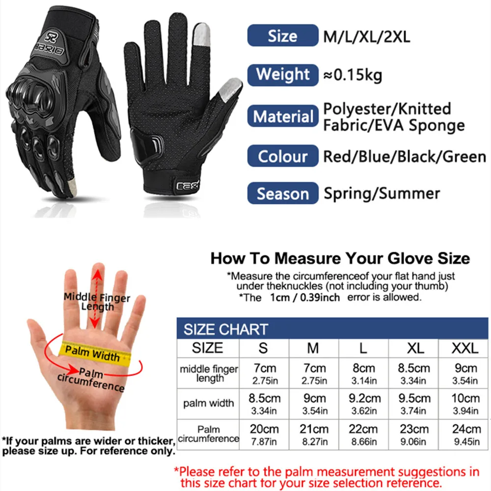 Summer Breathable Full Finger Motorcycle Gloves Non-slip Wear-resistant Motocross Racing Gloves Touch Screen Moto Biker Gloves