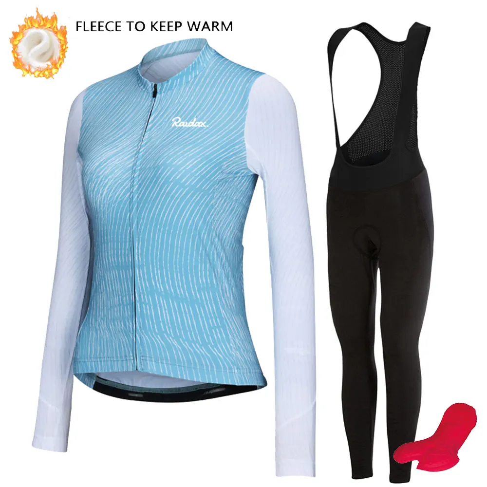 

RAUDAX 2025 женская зимняя одежда для велоспорта с длинными рукавами, термофлисовый комплект из трикотажа для велоспорта, теплая спортивная одежда для шоссейного велосипеда на открытом воздухе