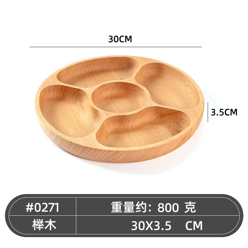 Wooden Divided Serving Trays Food Serving Tray With 5 Dining Grids Round Serving Tray Serving Dishes Perfect For Parties