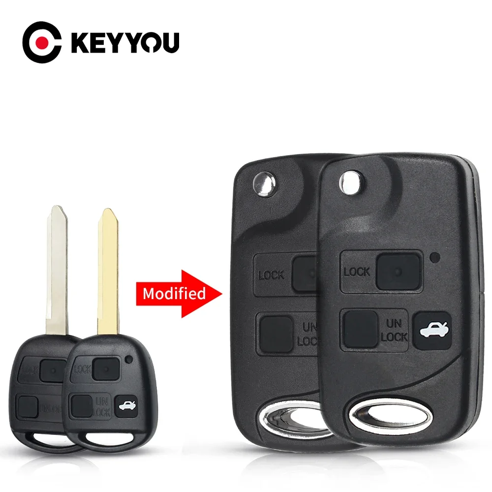 KEYYOU 1PCS NEW Modified Car Key Case For Toyota Yaris Carina Corolla Avensis Folding Flid Key TOY47 Blade 2/3Buttons