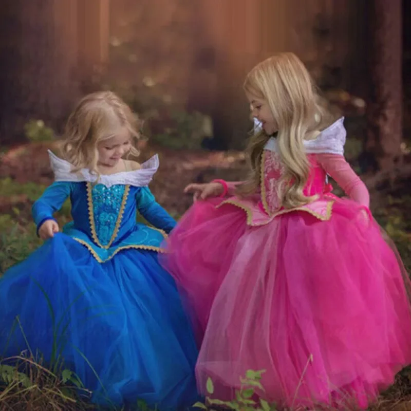 Disfraz de princesa rosa para niña, vestido de princesa Aurora 3, 4, 5, 6, 7, 8, 9, 10 años