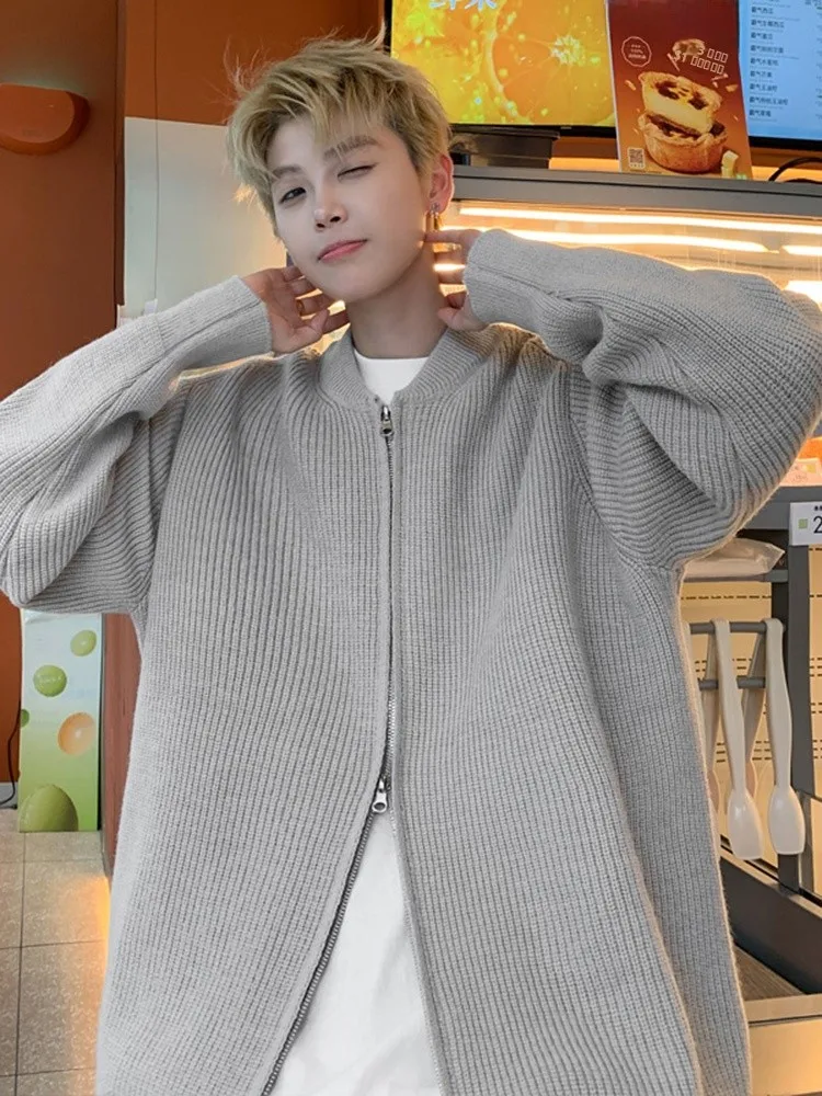 

Men's Knitted Cardigan Sweater Stand Collar Lazy Sle Base Layer irt Trendy Brand Haome Outerwear Autumn Season