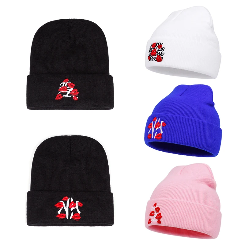 2025 جديد بسيط وعصري قبعة الفول نيويورك LA Lipprint المطرزة محبوك قبعة في الهواء الطلق الترفيه اليومي الهيب هوب قبعة بلا حدود قبعة #1