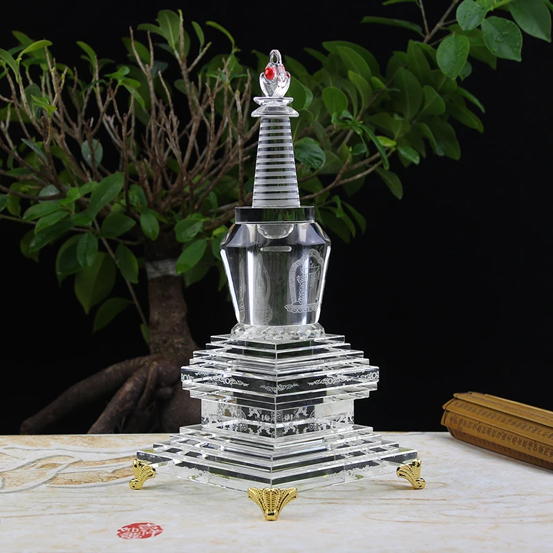 Wholesale Buddhist articles HOME efficacious Tantric talisman Tibetan Buddhism crystal dagoba stupa tower Bodhi pagoda statue