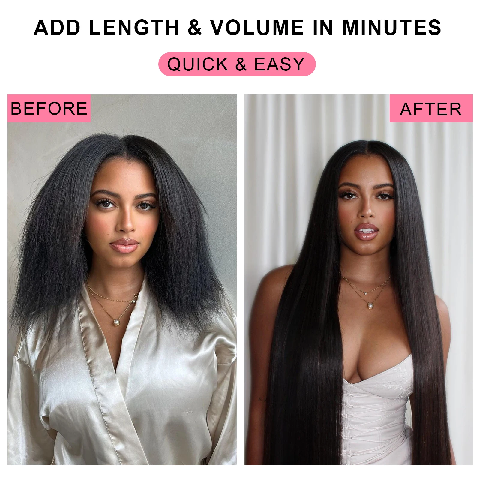 Clip da 24 pollici nelle estensioni dei capelli umani Capelli peruviani 9 pezzi Clip nera naturale dritta in veri capelli umani morbidi al 100% per le donne