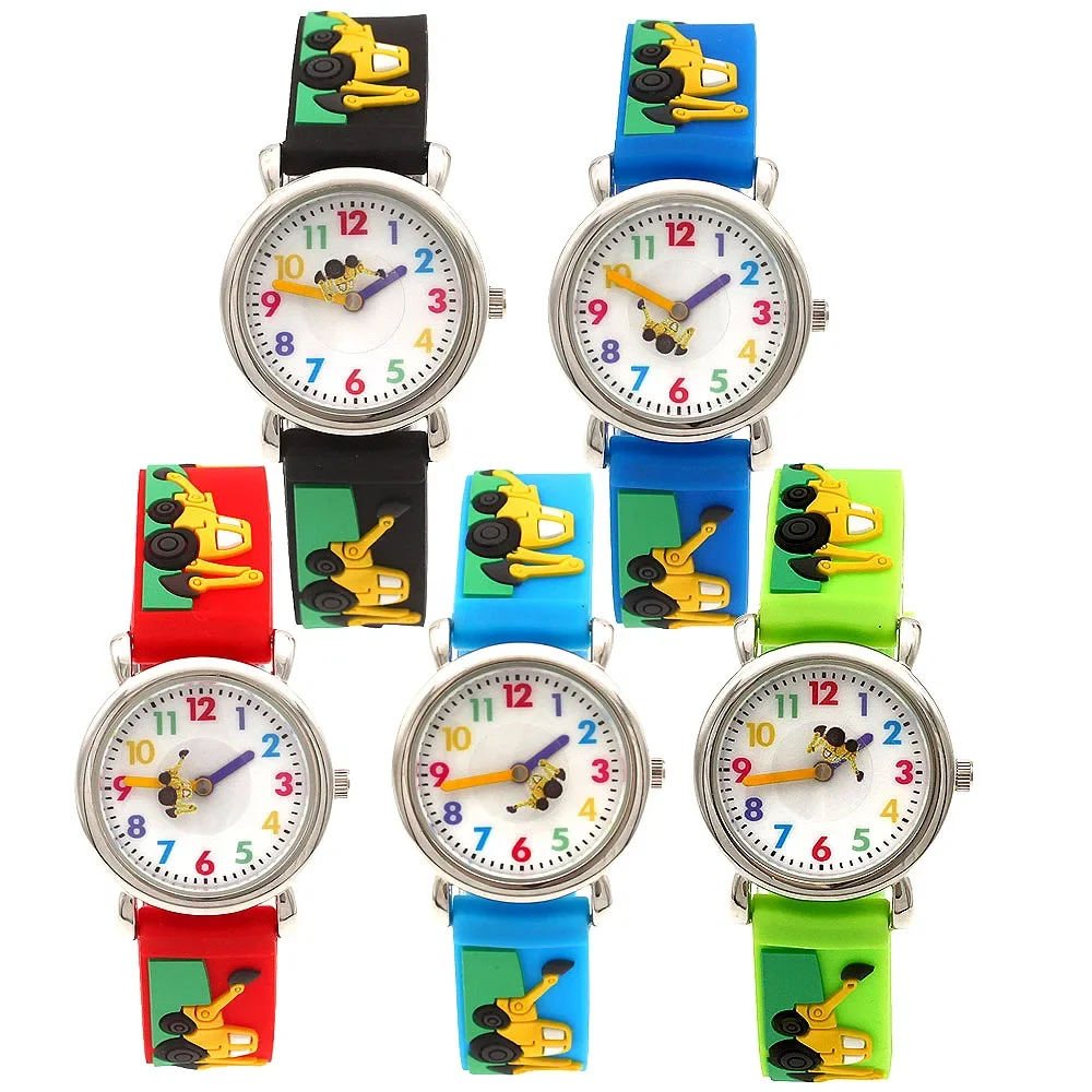 5Pcs Colorful Digital Quartz Wristwatch for Boys & Girls Little Kids Students Silicone Strap Toy Watch