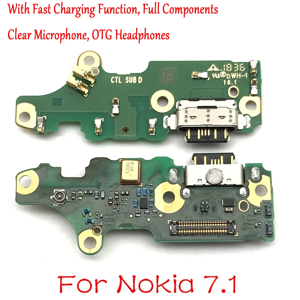 1Pcs，NEW Full Chip For Nokia 7.1 Micro Dock Connector Board USB Charging Charge Port Flex Cable