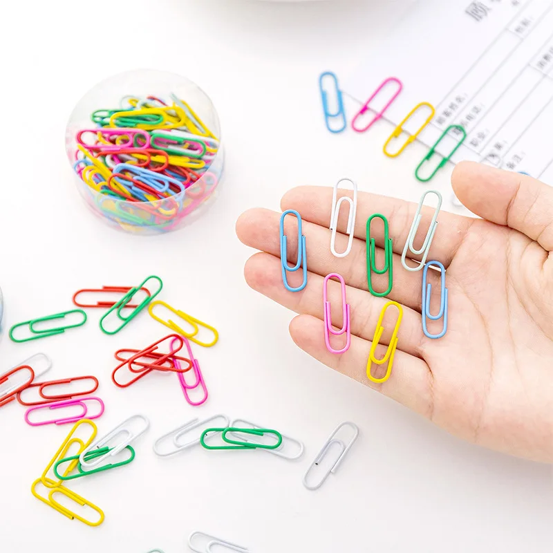 50pcs Pins Paper Clip Holder Dispenser Bulticolor Pinch Clips Hair pins Fine Office School Binding Supplies 28*8mm