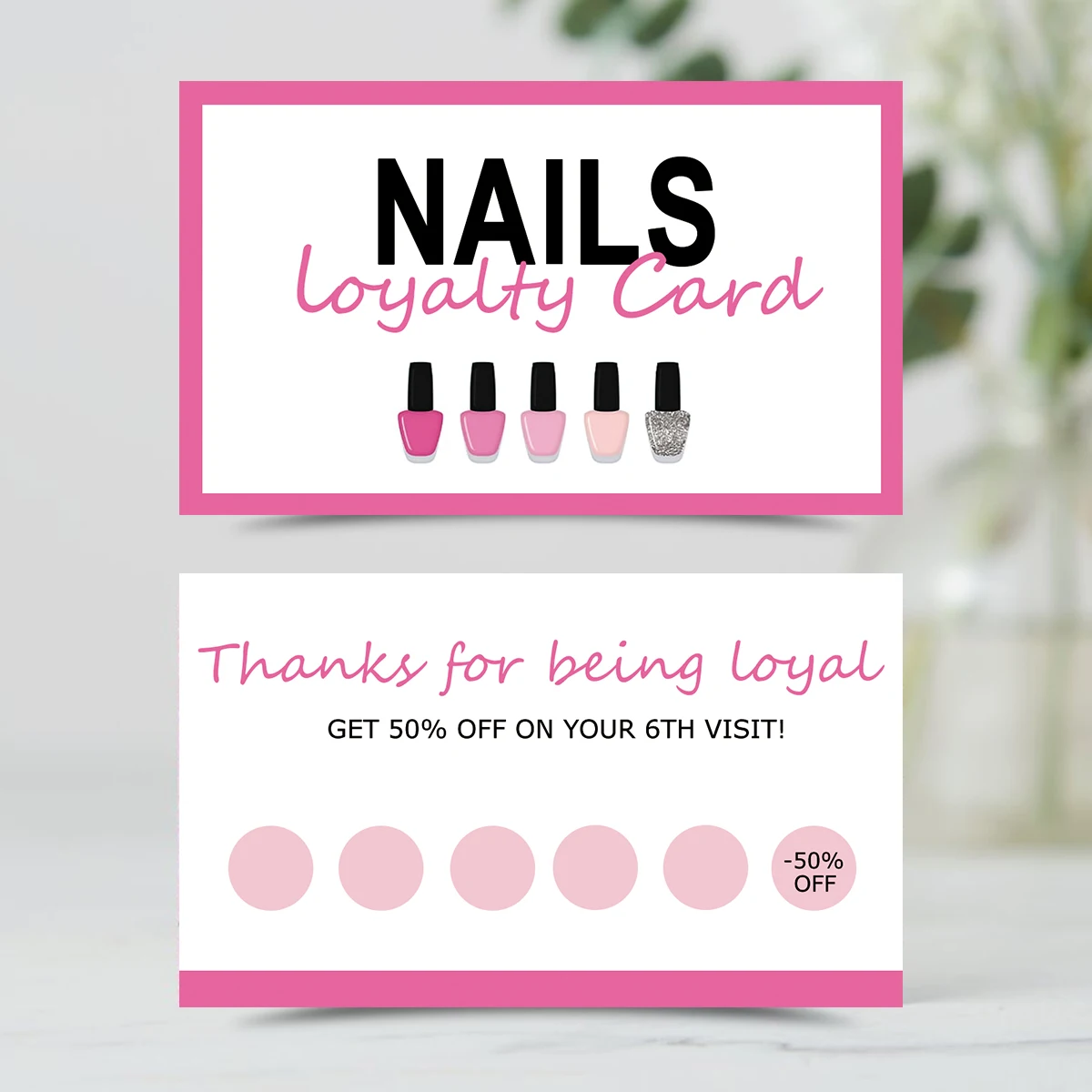 50Pcs Nail Business Card Press on Nail Loyalty Discount Cards Aftercare Card For Nail Salon Polish Manicurist