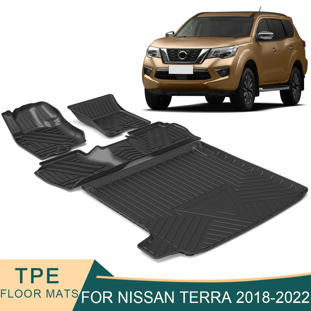 For Nissan Terra 2018-2022 Auto Car Floor Mats All-Weather TPE Foot Mats Odorless Pad Waterproof Tray Mat Interior Accessories