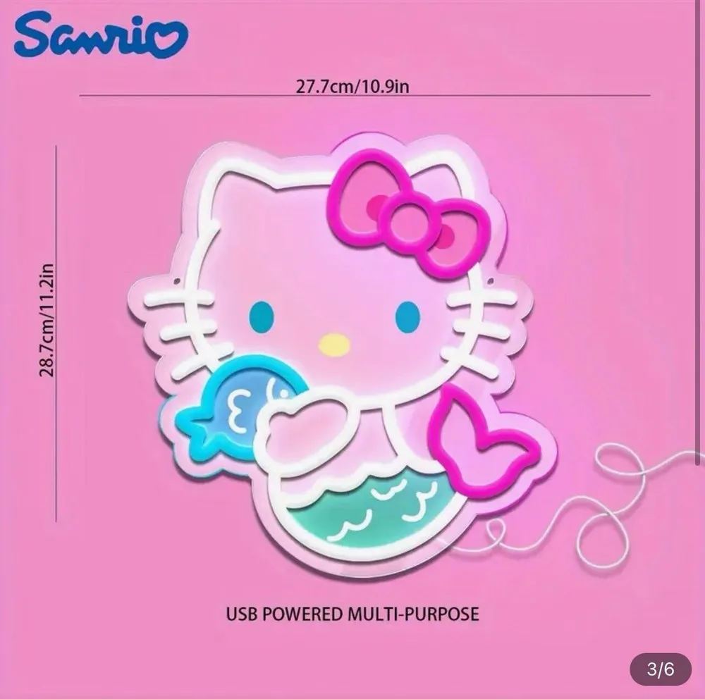 Sanrio LED Neon Light Hello Kitty Mermaid Neon Sign Light for Room Bedroom Shop Shopping Mall Wall Decoration USB Power Dimmable