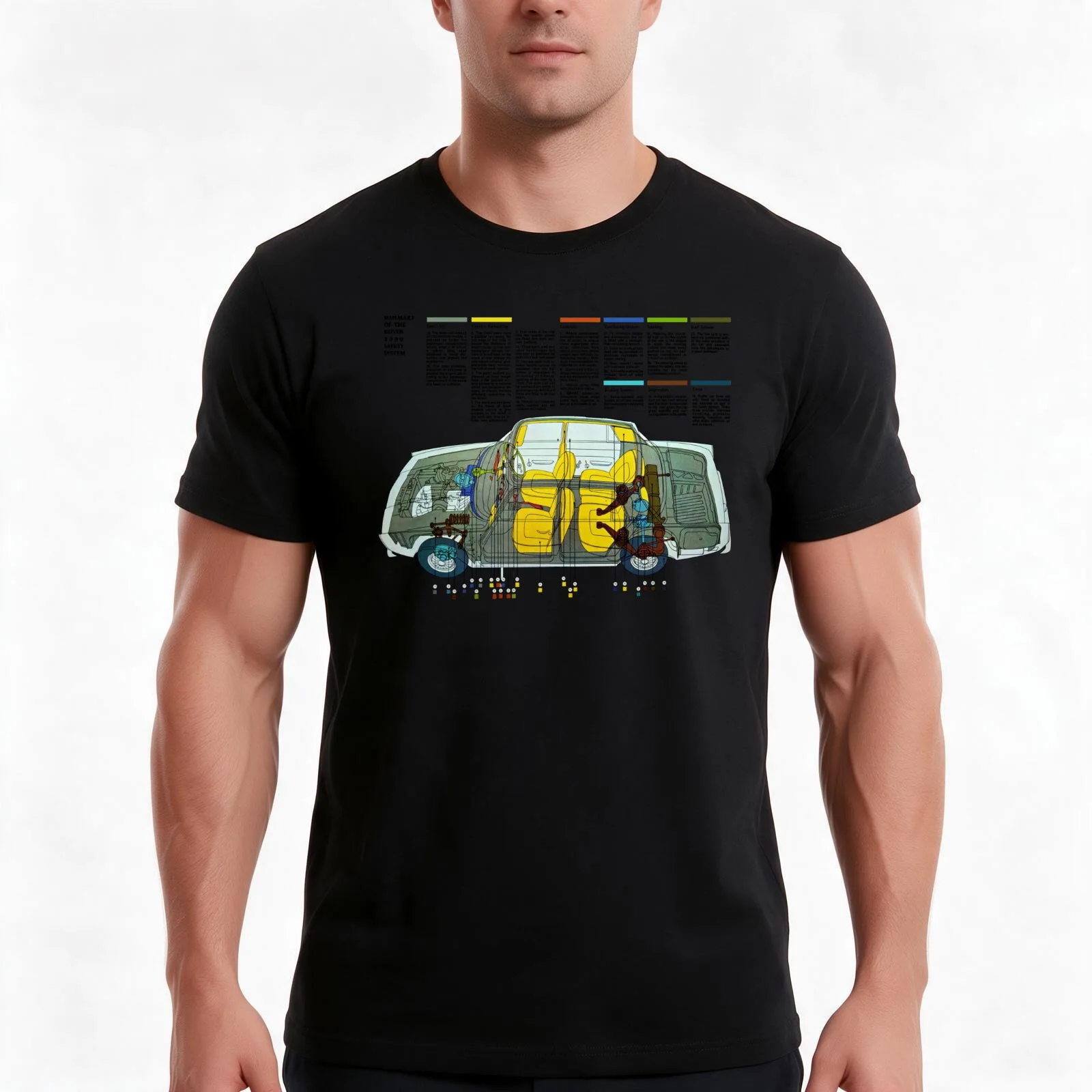 ROVER P6 2000 T-Shirt, Summer Casual Cotton Tee, Oversized Streetwear Tops, Vintage Graphic Print, Loose Fit Short Sleeve