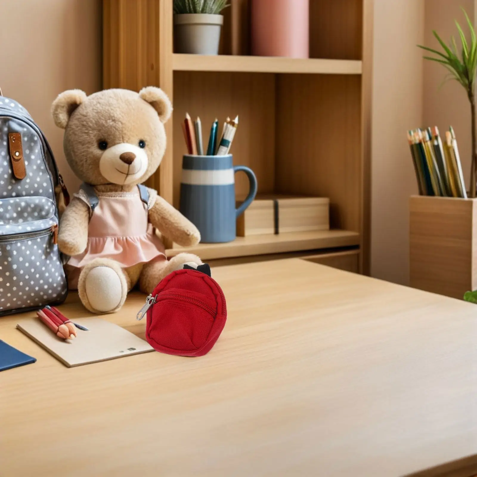 

3Pcs Mini Backpack Creative Zipper School Bag Organizer Costume Ornament Pretend Play Dollhouse Accessories Keychain