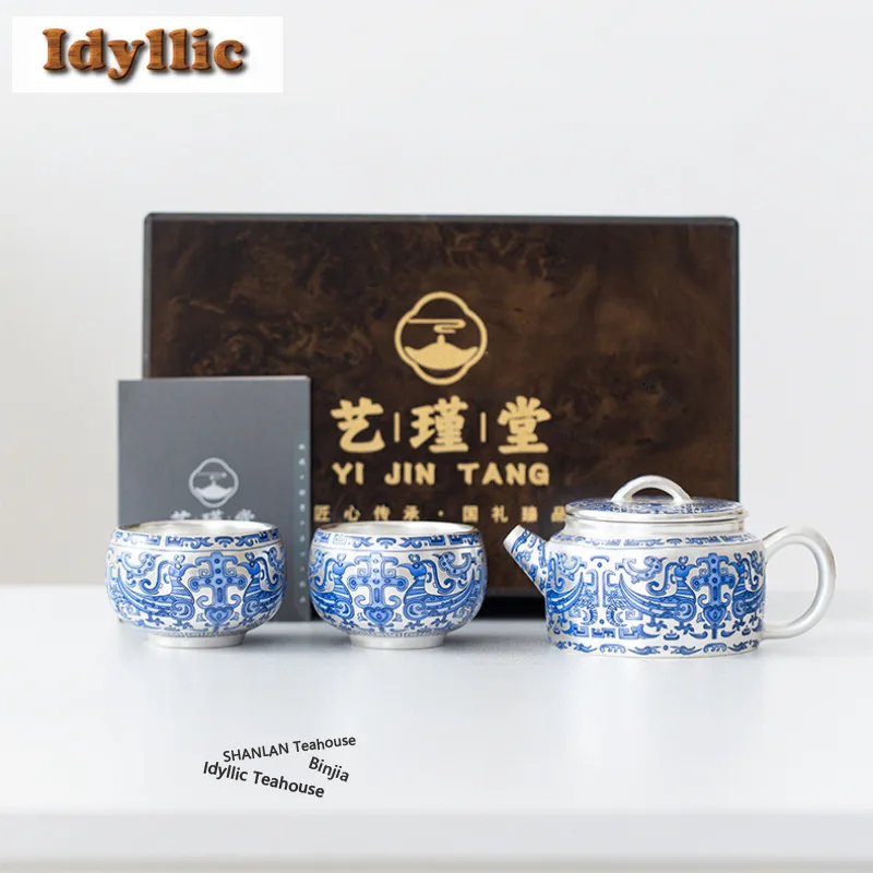 Gluttony Dezhong Silver Tea Set Complete Set Creative 6 Gluttony Dezhong Silver Tea Set Complete Set Creative