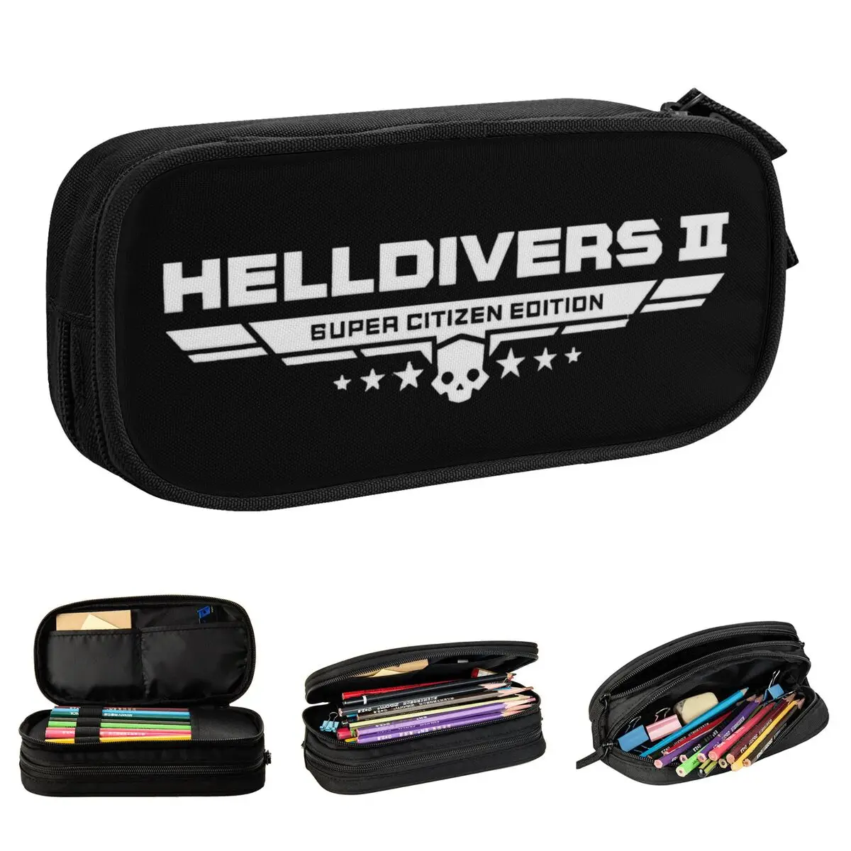 

Fashion Helldivers Shooting Game Pencil Case Skull Pencilcases Pen Kids Large Storage Pencil Bags School Supplies Stationery