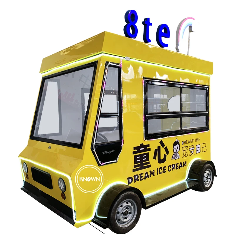 3KW Electric Food Truck Ice Cream Vending Kiosk Bread Beverage Beer Barbecue Grill Coffee Truck Mobile Food Cart with Wheels